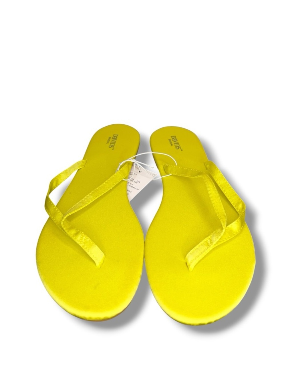New David’s Bridal Medium 7 8 Flip Flops Satin Fabric Womens Lime Yellow NWT